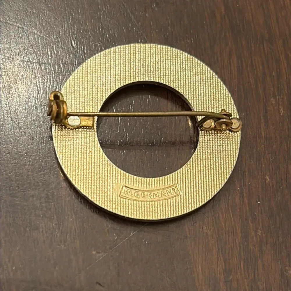 Elegant Gold silver Circular Brooch West Germany